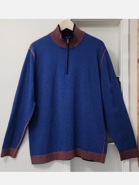 Codice Cashmere Wool Blend 1/4 Zip Pullover Italy Designer Sweater Sz XL (54)